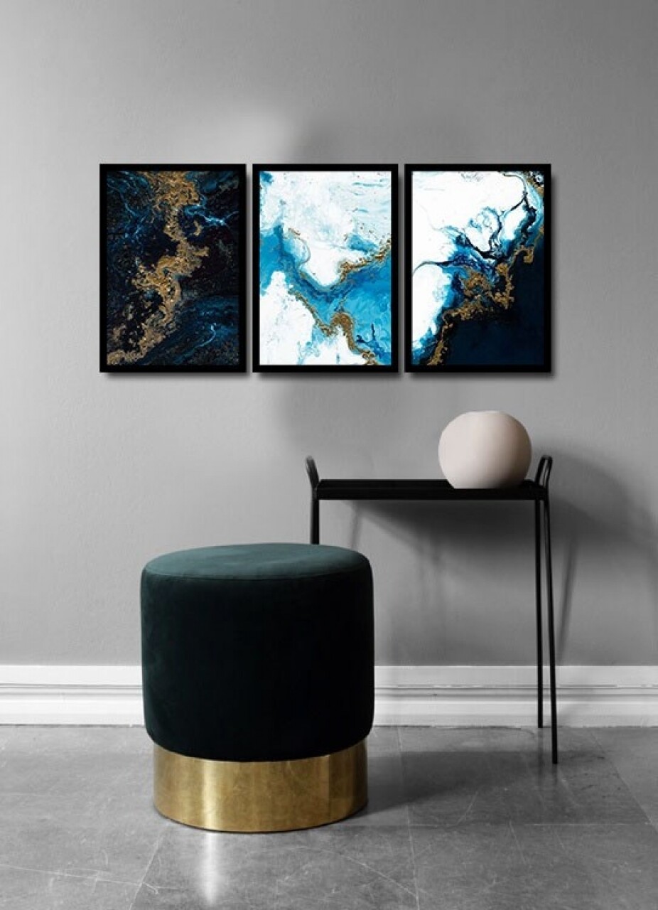 Set 3 tablouri decorative, Alpha Wall, Water Shapes, 36x51 cm - imagine 3